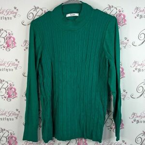 TanJay sweater argyle diamond pattern ribbed stretchy Teal Cable Knit Sweater